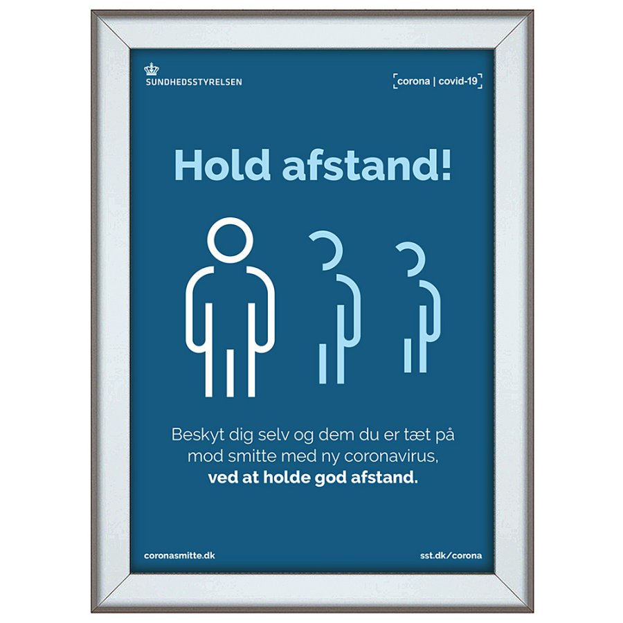 Klikramme med 32mm aluminium fladprofil, s&oslash;lv - A4