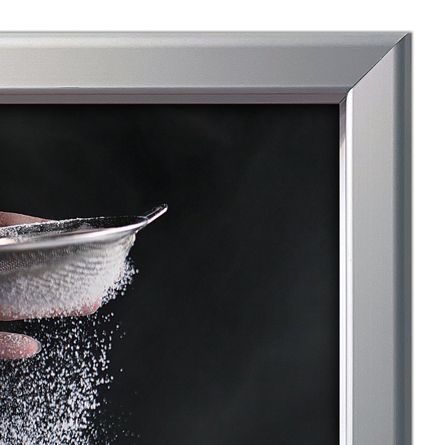 Klikramme med 32mm aluminium fladprofil, s&oslash;lv - 50x70 cm