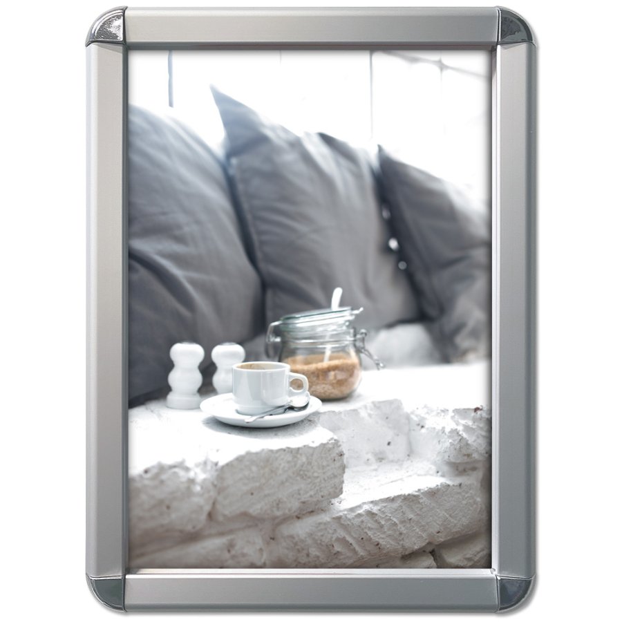 Klikramme med 32mm aluminium Rondo profil, s&oslash;lv - 50x70 cm