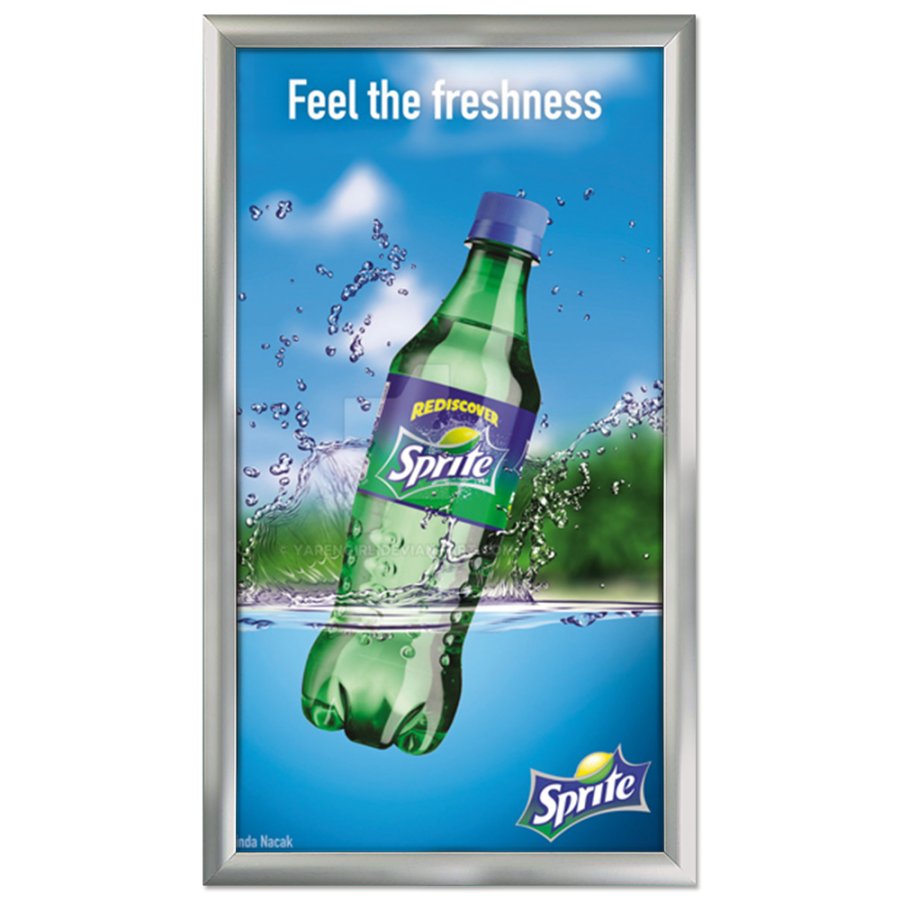 Klikramme med 45mm aluminium profil, s&oslash;lv - 100x200 cm