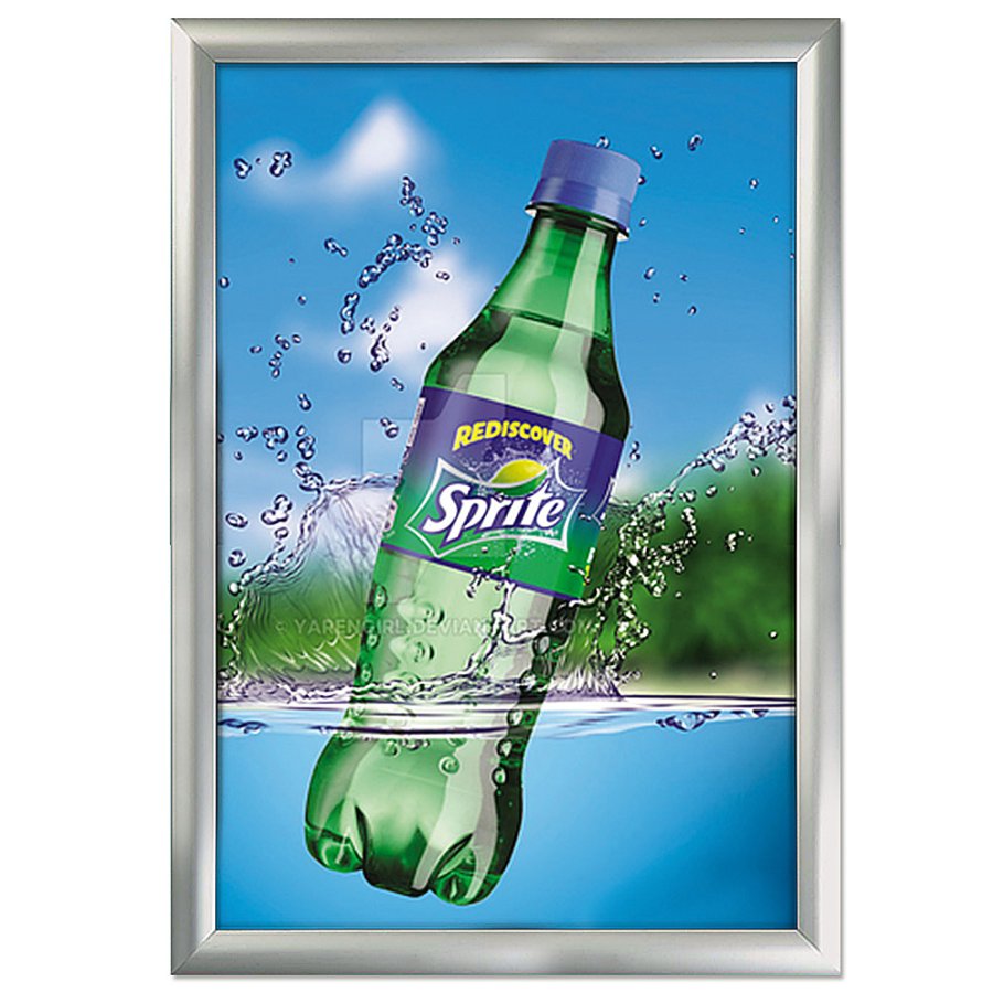 Klikramme med 45mm aluminium profil, s&oslash;lv - 70x100 cm