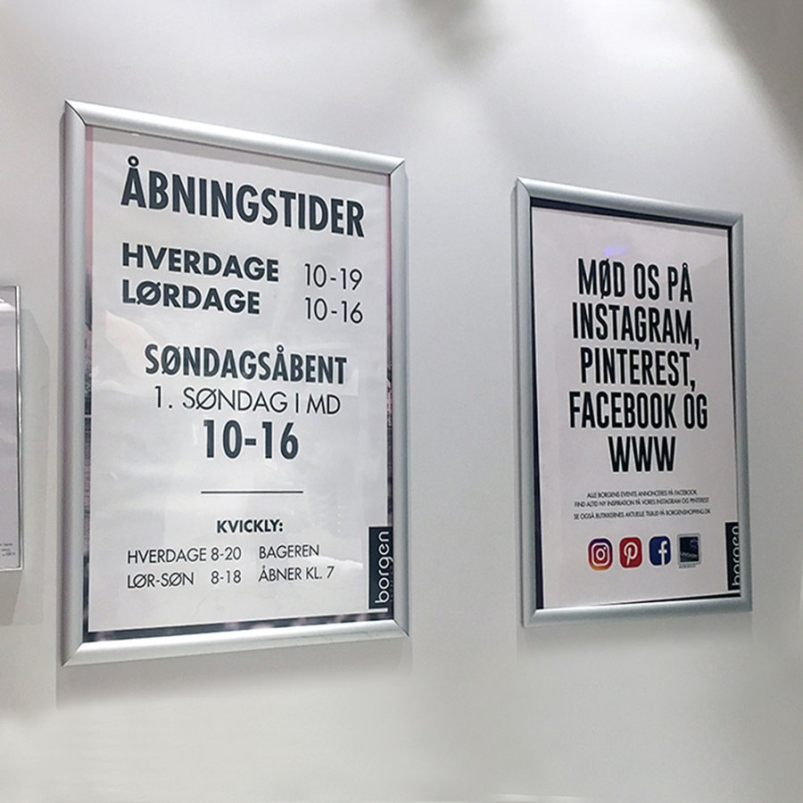 Klikramme med 15mm aluminium profil, s&oslash;lv - A1