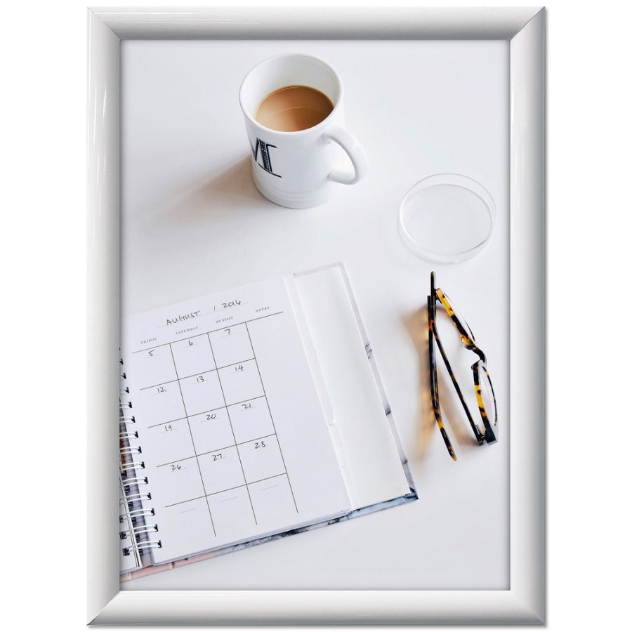 Klikramme med 25mm aluminium profil, hvid - A3