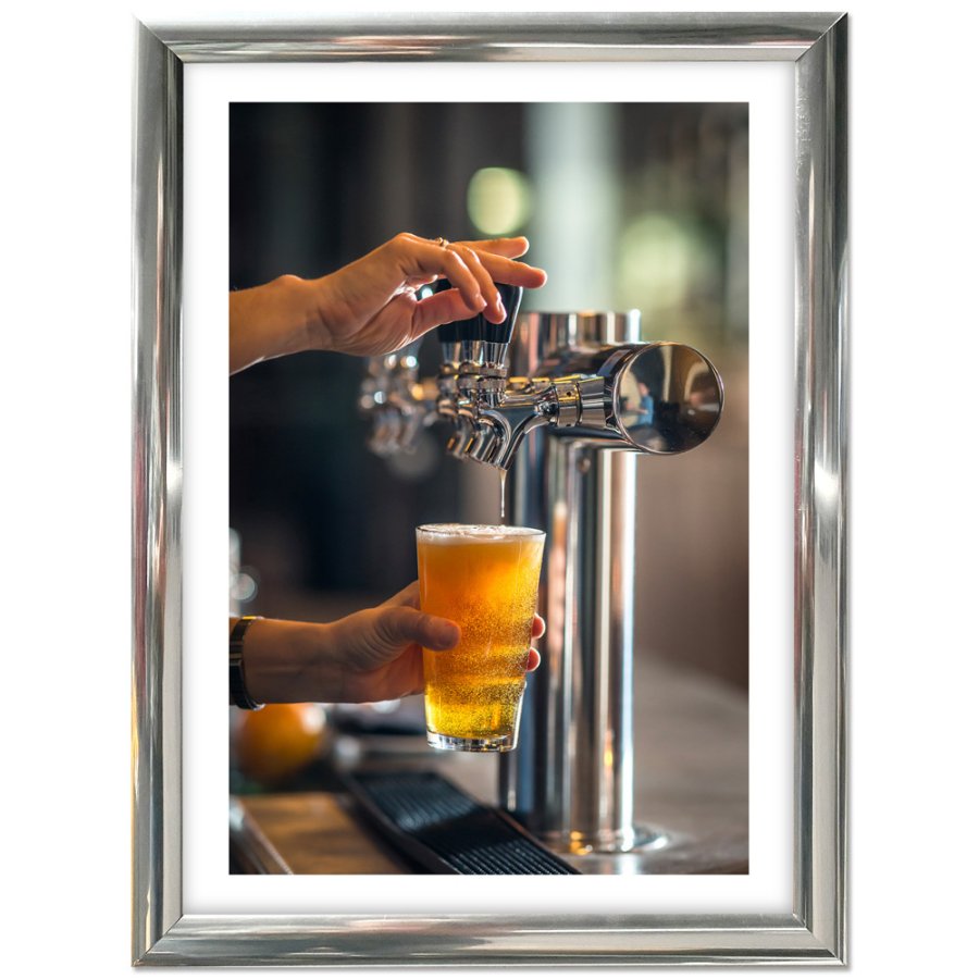 Klikramme med 25mm aluminium profil, krom - 50x70 cm