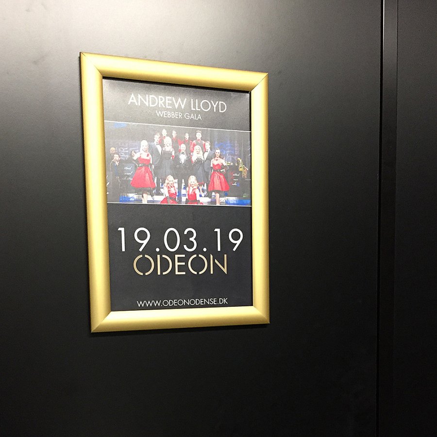 Klikramme med 25mm aluminium profil, guld - 70x100 cm