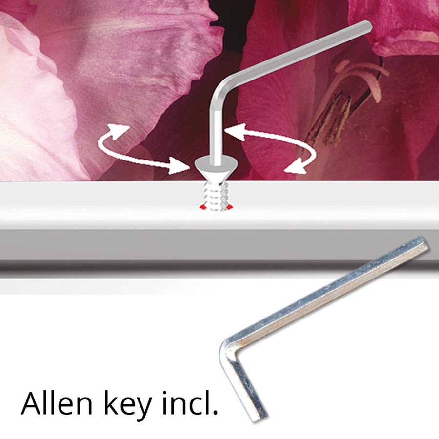 L&aring;sbar Klikramme med 32mm aluminium profil, s&oslash;lv - A3