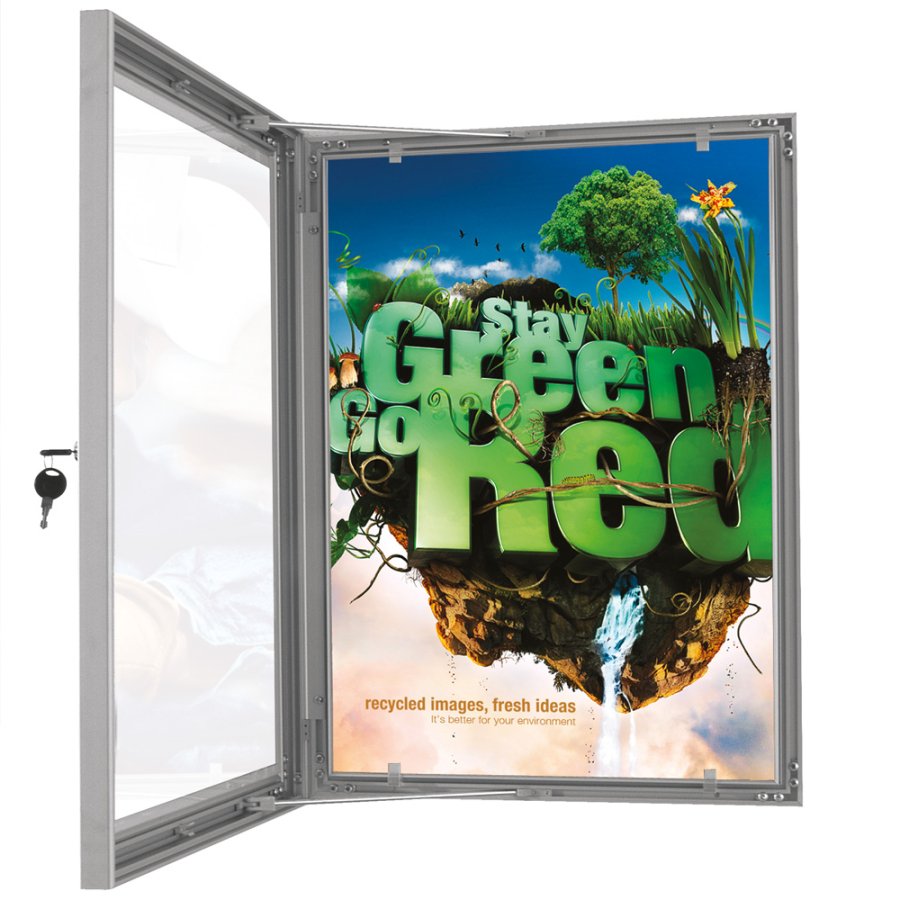 Udh&aelig;ngsskab med l&aring;s og hvid PS-bagplade, s&oslash;lv - A4