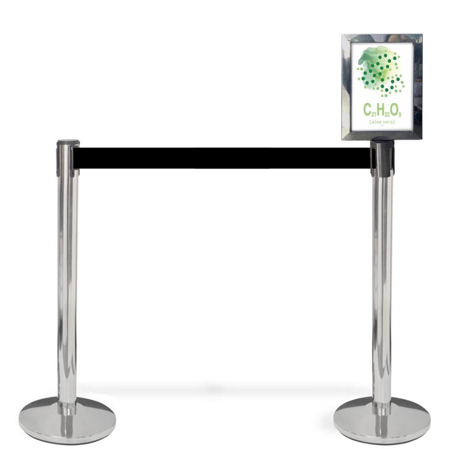 Sign holder for Crowd Barrier Belt system, Stainless Steel, A4
