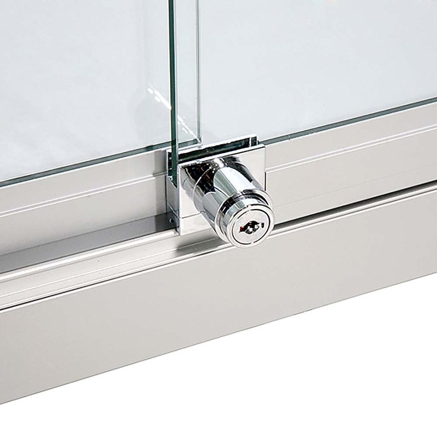 Vitrine glasskab - Showcase Counter Duo glasmontre med LED lys og l&aring;s - s&oslash;lv