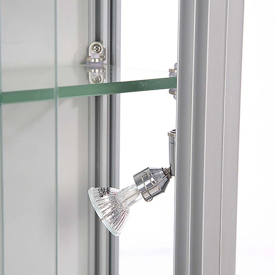 Vitrine glasskab - Showcase Wall Duo glasmontre med LED lys og l&aring;s - s&oslash;lv