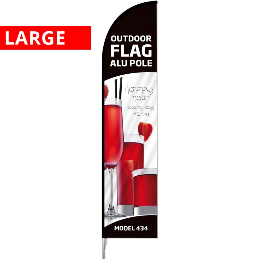 Beachflag, Outdoor Bow Flag, alu pole, Large (uden fod og flag)