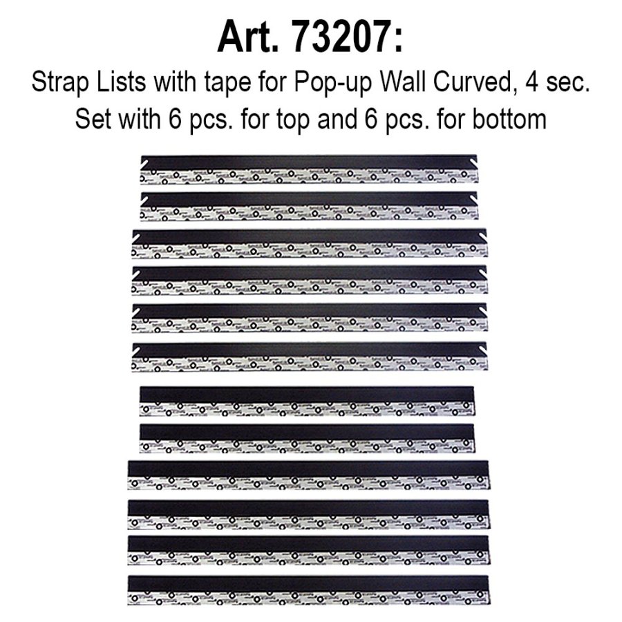 6 Top og 6 bund Strap komplet s&aelig;t til POP-UP WALL Curved 3x4 med clips