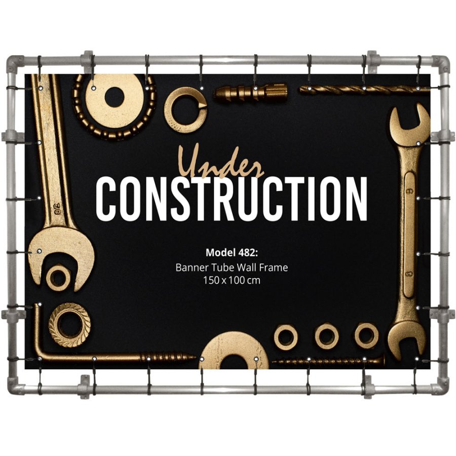 Bannerdisplay, udend&oslash;rs, v&aelig;gmonteret, Banner Tube Wall Frame, alur&oslash;r 0, 3 mm &Oslash; 48 mm, 150 x 100 cm