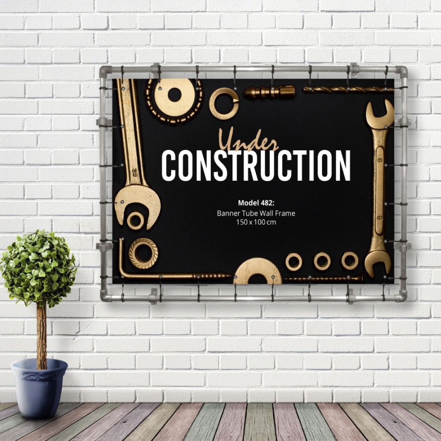 Bannerdisplay, udend&oslash;rs, v&aelig;gmonteret, Banner Tube Wall Frame, alur&oslash;r 0, 3 mm &Oslash; 48 mm, 150 x 100 cm