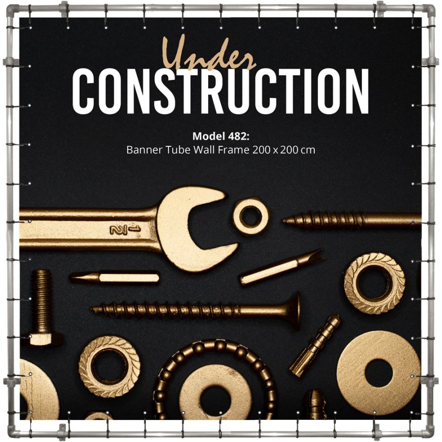 Banner Tube Wall Frame, ramme med v&aelig;gbeslag, 200 x 200 cm