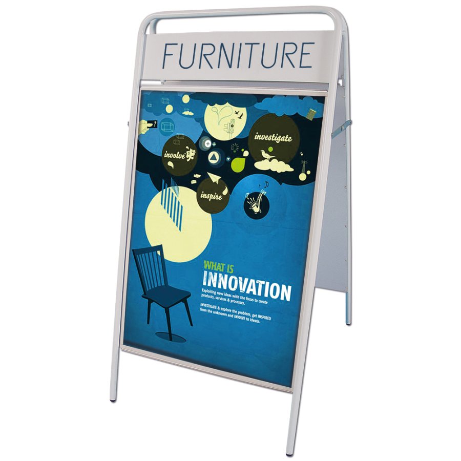 Expo Sign Gadeskilt med logoplade - 50x70 cm - hvid