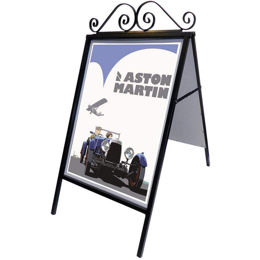 Gadeskilt Antique, a-skilt i st&aring;l inkl. frontplader, B2, 50 x 70 cm, Sort