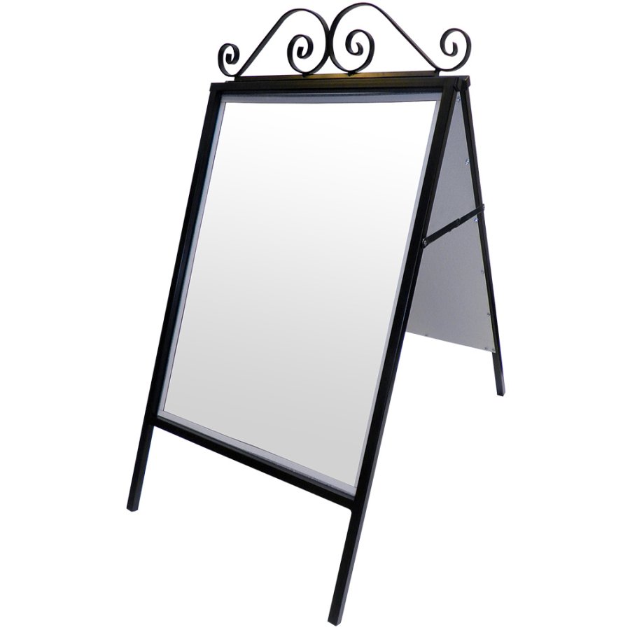 Gadeskilt Antique, a-skilt i st&aring;l inkl. frontplader, B2, 50 x 70 cm, Sort