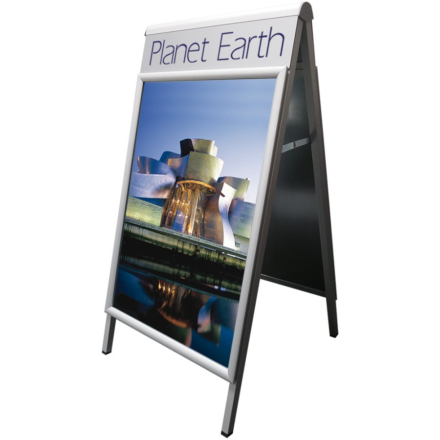 Alu-Line Logo Change Gadeskilt med logoplade - A1 - s&oslash;lv