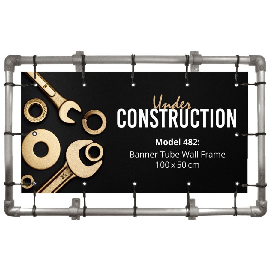 Bannerdisplay, udend&oslash;rs, v&aelig;gmonteret, Banner Tube Wall Frame, alur&oslash;r 0, 3 mm &Oslash; 48 mm, 100 x 50 cm