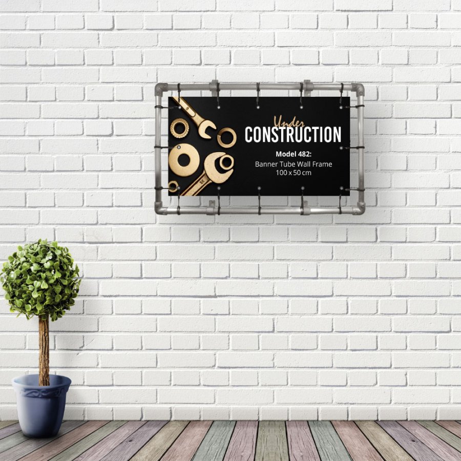 Bannerdisplay, udend&oslash;rs, v&aelig;gmonteret, Banner Tube Wall Frame, alur&oslash;r 0, 3 mm &Oslash; 48 mm, 100 x 50 cm