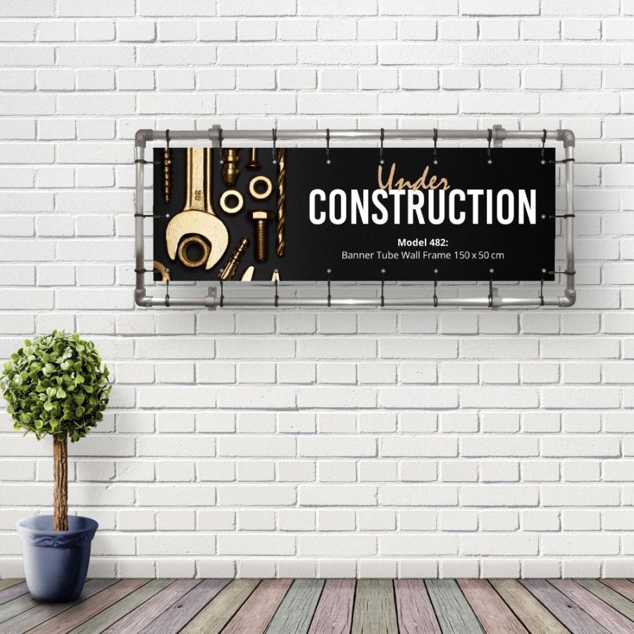 Bannerdisplay, udend&oslash;rs, v&aelig;gmonteret, Banner Tube Wall Frame, alur&oslash;r 0, 3 mm &Oslash; 48 mm, 150 x 50 cm