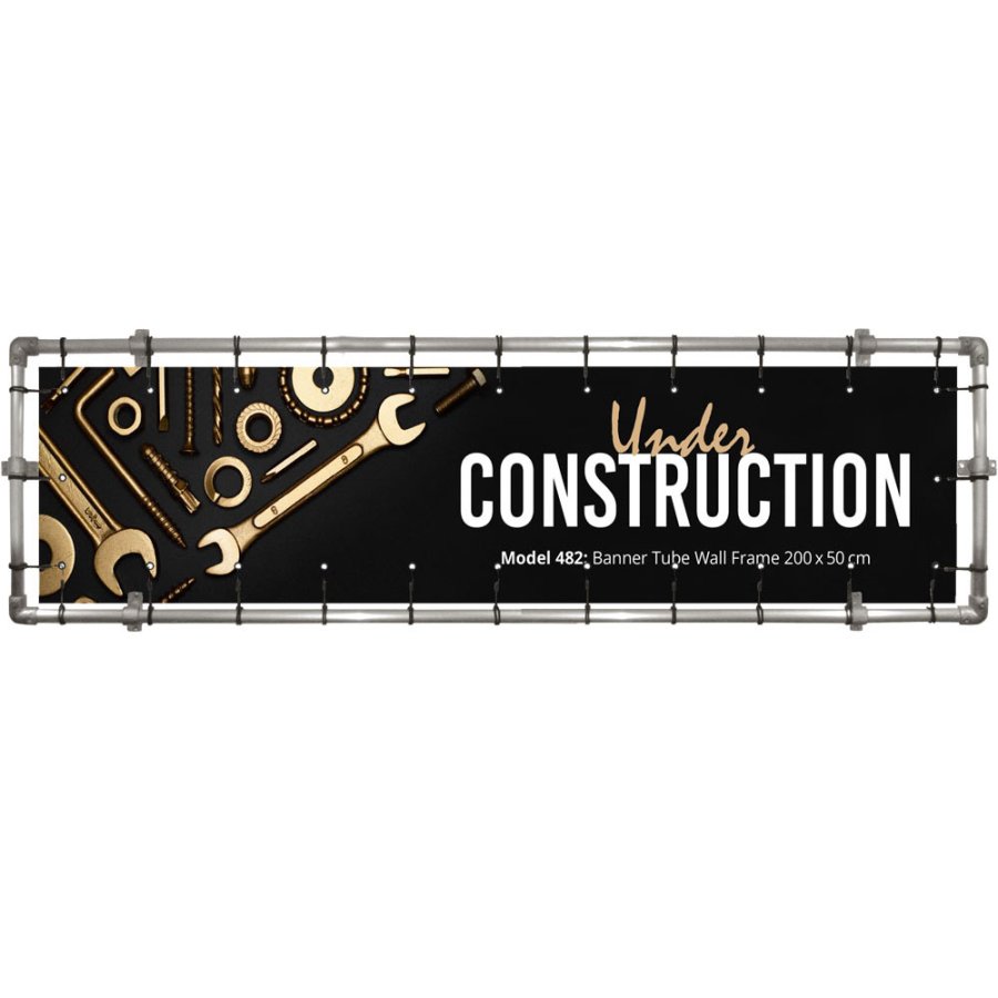 Bannerdisplay, udend&oslash;rs, v&aelig;gmonteret, Banner Tube Wall Frame, alur&oslash;r 0, 3 mm &Oslash; 48 mm, 200 x 50 cm