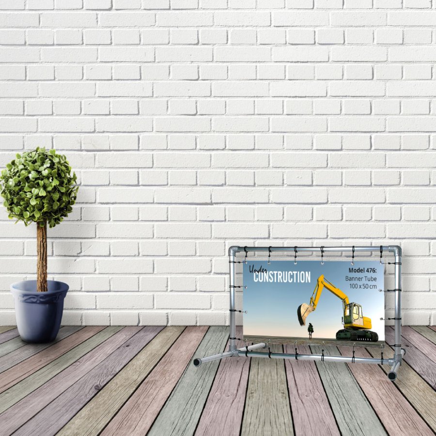 Bannerdisplay, udend&oslash;rs, Banner Tube Freestanding, alur&oslash;r 0, 3 mm &Oslash; 48 mm, 100 x 50 cm