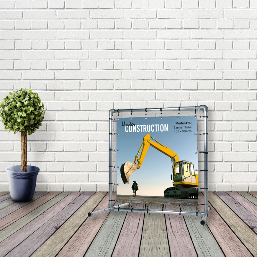 Bannerdisplay, udend&oslash;rs, Banner Tube Freestanding, alur&oslash;r 0, 3 mm &Oslash; 48 mm, 100 x 100 cm