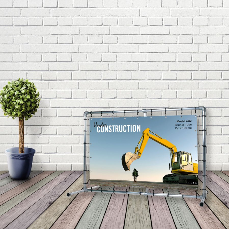 Bannerdisplay, udend&oslash;rs, Banner Tube Freestanding, alur&oslash;r 0, 3 mm &Oslash; 48 mm, 150 x 100 cm