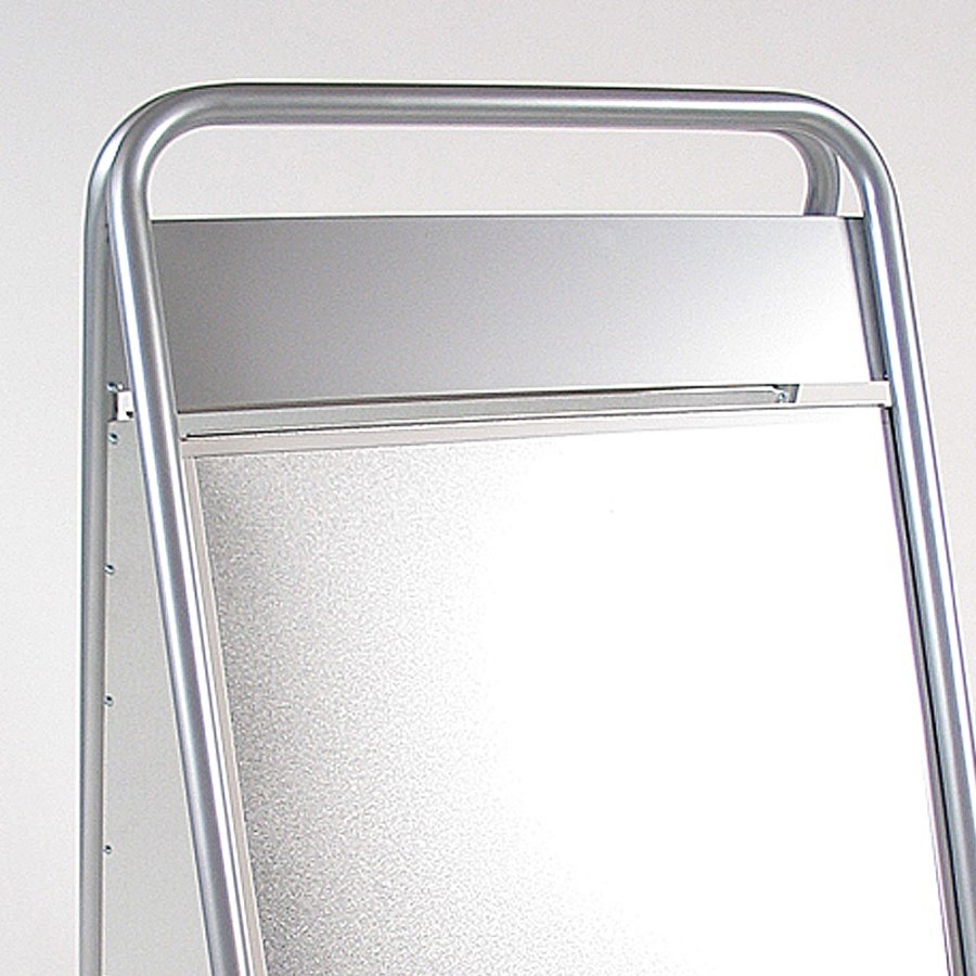 Gadeskilt p&aring; hjul m. logoplade, EXPO SIGN LUX, S&oslash;lv, B2 - 50 x 70 cm