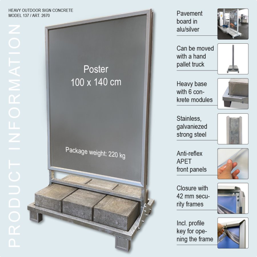Heavy Outdoor Sign Betonstander, alu/gr&aring;